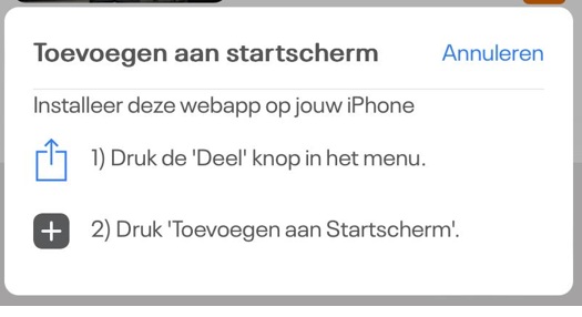 Toevoegen aan startscherm
