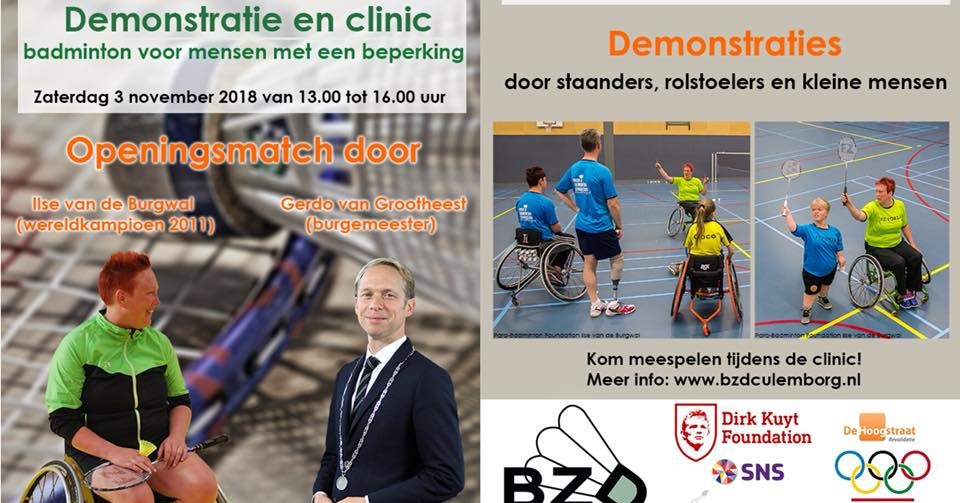 Demonstratiedag en clinic badminton in Culemborg afbeelding nieuwsbericht