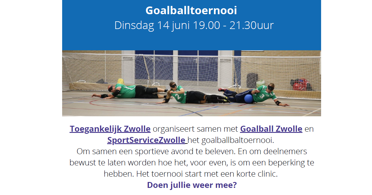 Goalballtoernooi voor bedrijven afbeelding nieuwsbericht Goalballtoernooi voor bedrijven afbeelding nieuwsbericht