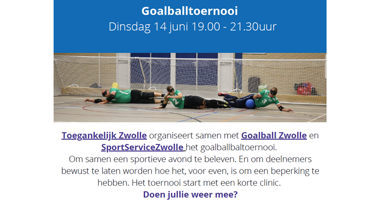 Goalballtoernooi voor bedrijven afbeelding nieuwsbericht