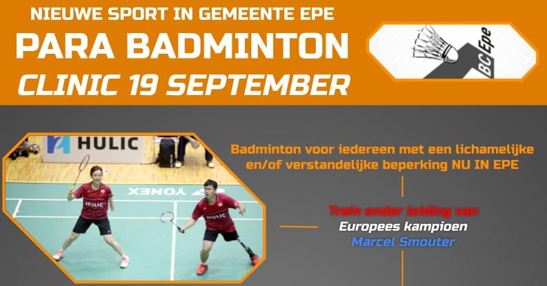 NIEUW: Para Badminton in de gemeente Epe afbeelding nieuwsbericht NIEUW: Para Badminton in de gemeente Epe afbeelding nieuwsbericht