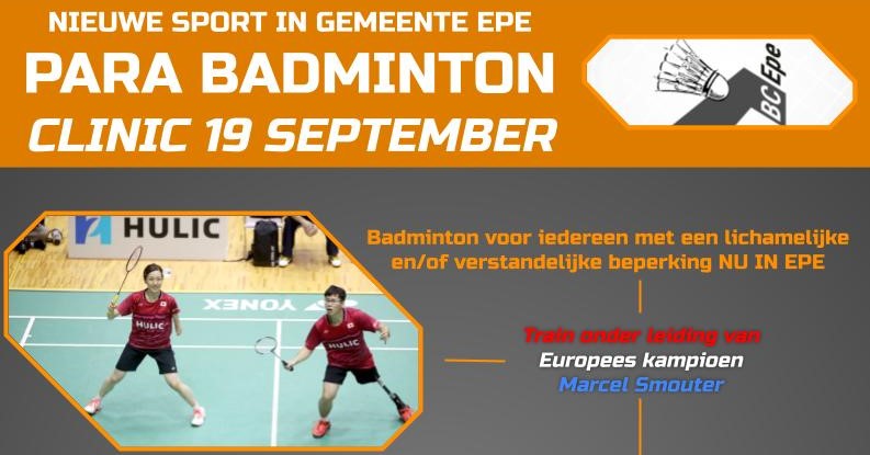 NIEUW: Para Badminton in de gemeente Epe afbeelding nieuwsbericht
