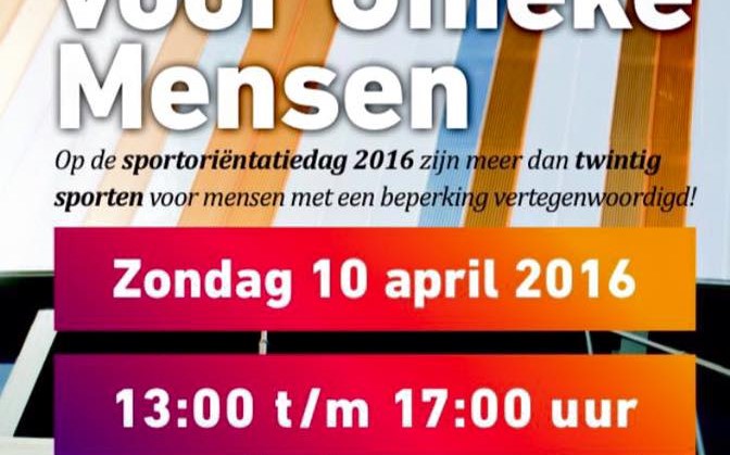 Bijzondere Sporten voor Unieke Mensen op 10 april 2016 afbeelding nieuwsbericht