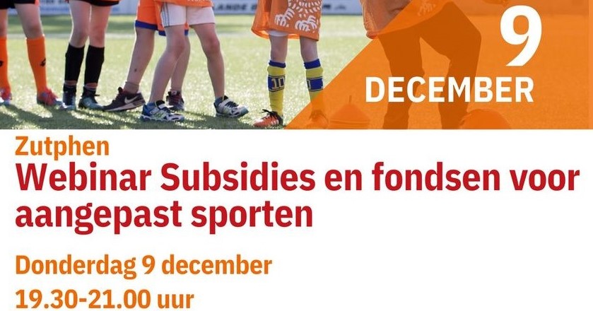 Webinar Subsidies en fondsen voor aangepast sporten, online & gratis! afbeelding nieuwsbericht Webinar Subsidies en fondsen voor aangepast sporten, online & gratis! afbeelding nieuwsbericht