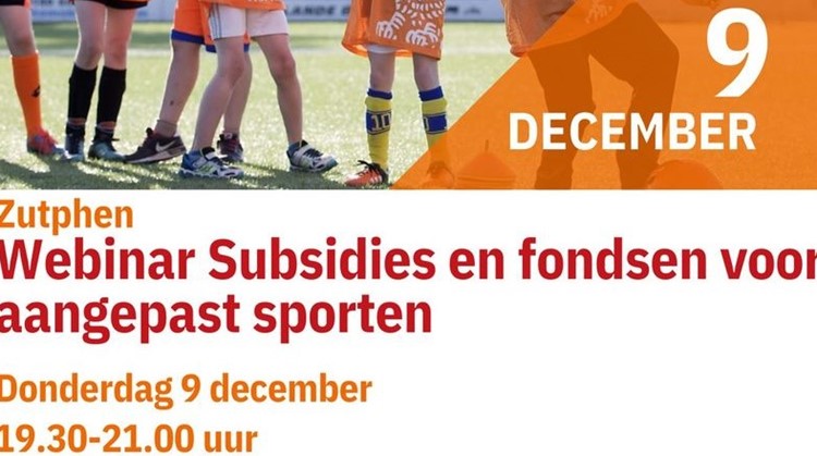 Webinar Subsidies en fondsen voor aangepast sporten, online & gratis! afbeelding nieuwsbericht