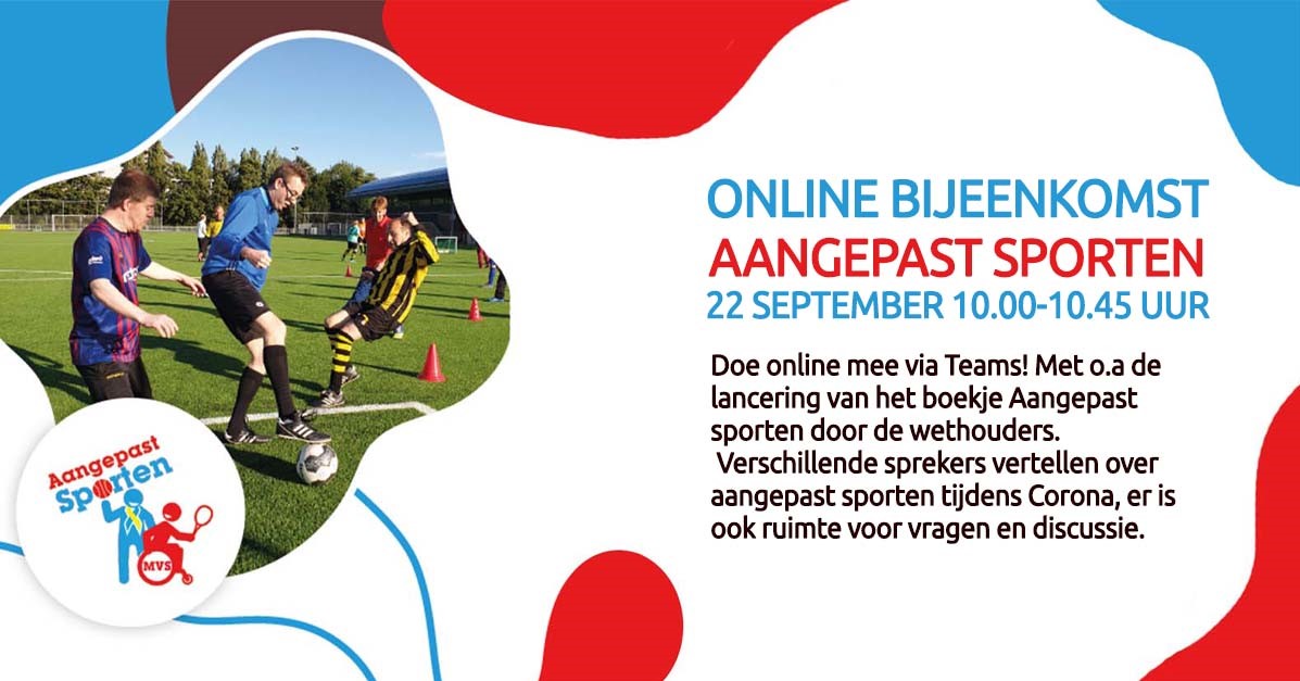 Uitnodiging digitale themabijeenkomst “Aangepast sporten tijdens Corona” afbeelding nieuwsbericht Uitnodiging digitale themabijeenkomst “Aangepast sporten tijdens Corona” afbeelding nieuwsbericht