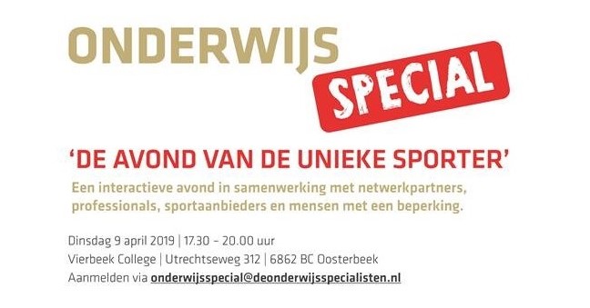 Kom jij ook naar 'de avond van de Unieke Sporter'? afbeelding nieuwsbericht Kom jij ook naar 'de avond van de Unieke Sporter'? afbeelding nieuwsbericht