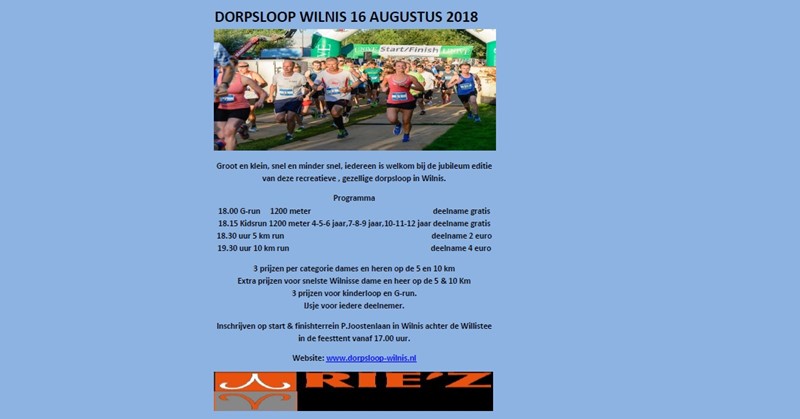 Dorpsloop Wilnis 16 augustus 2018. afbeelding nieuwsbericht